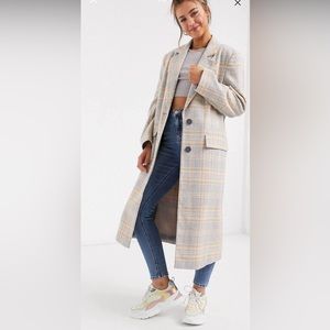 Oversized longline plaid coat (PRICE FIRM)